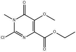 4-Pyrimidinecarboxylic acid, 2-chloro-1,6-dihydro-5-methoxy-1-methyl-6-oxo-, ethyl ester Struktur