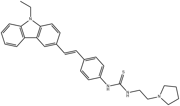 Thiourea, N-[4-[(1E)-2-(9-ethyl-9H-carbazol-3-yl)ethenyl]phenyl]-N'-[2-(1-pyrrolidinyl)ethyl]-,2439107-75-0,结构式