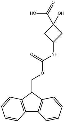 3-[[(9H-Fluoren-9-ylmethoxy)carbonyl]amino]-1-hydroxycyclobutanecarboxylic acid Struktur