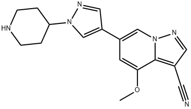 4-甲氧基-6-(1-(1-哌啶-4-基)-1H-吡唑-4-基)吡唑并[1,5-A]吡啶-3-甲腈,2446666-39-1,结构式