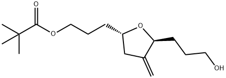Propanoic acid, 2,2-dimethyl-, 3-[(2S,5S)-tetrahydro-5-(3-hydroxypropyl)-4-methylene-2-furanyl]propyl ester 化学構造式