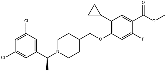 Benzoic acid, 5-cyclopropyl-4-[[1-[(1S)-1-(3,5-dichlorophenyl)ethyl]-4-piperidinyl]methoxy]-2-fluoro-, methyl ester Structure