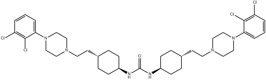 Urea, N,N'-bis[trans-4-[2-[4-(2,3-dichlorophenyl)-1-piperazinyl]ethyl]cyclohexyl]- Structure