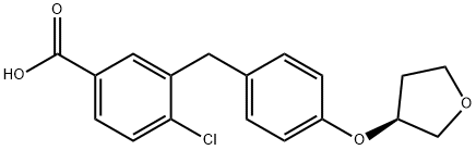 Benzoic acid, 4-chloro-3-[[4-[[(3S)-tetrahydro-3-furanyl]oxy]phenyl]methyl]- Structure