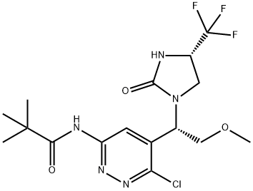 Propanamide, N-[6-chloro-5-[(1S)-2-methoxy-1-[(4S)-2-oxo-4-(trifluoromethyl)-1-imidazolidinyl]ethyl]-3-pyridazinyl]-2,2-dimethyl- Structure