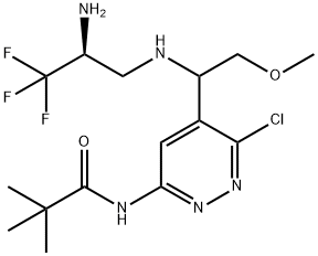 N-[5-[1-[[(2S)-2-Amino-3,3,3-trifluoropropyl]amino]-2-methoxyethyl]-6-chloro-3-pyridazinyl]-2,2-dimethylpropanamide,2452465-38-0,结构式