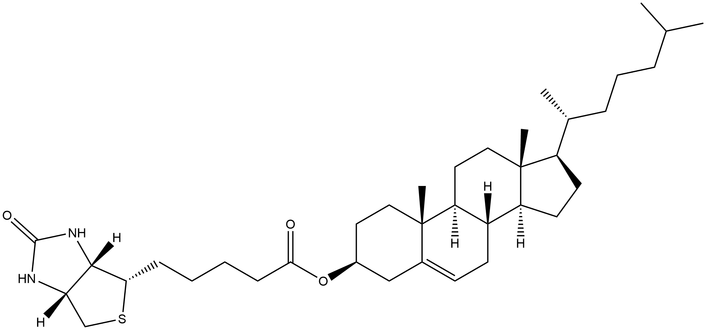 Cholest-5-en-3-ol (3β)-, 3-[(3aS,4S,6aR)-hexahydro-2-oxo-1H-thieno[3,4-d]imidazole-4-pentanoate] Structure