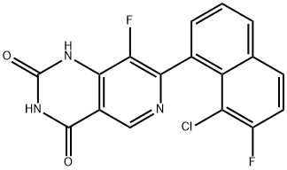 Pyrido[4,3-d]pyrimidine-2,4(1H,3H)-dione, 7-(8-chloro-7-fluoro-1-naphthalenyl)-8-fluoro- Structure