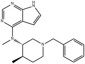 7H-Pyrrolo[2,3-d]pyrimidin-4-amine, N-methyl-N-[(3S,4R)-4-methyl-1-(phenylmethyl)-3-piperidinyl]- Structure
