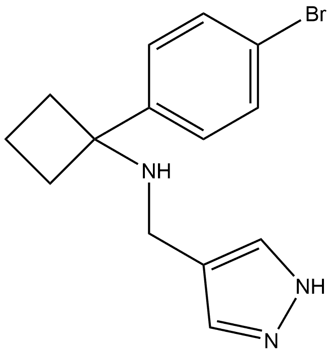 N-((1H-吡唑-4-基)甲基)-1-(4-溴苯基)环丁胺, 2461295-35-0, 结构式