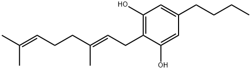 1,3-Benzenediol, 5-butyl-2-[(2E)-3,7-dimethyl-2,6-octadien-1-yl]- Structure