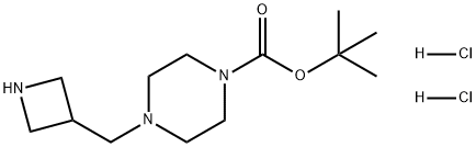 1-Piperazinecarboxylic acid, 4-(3-azetidinylmethyl)-, 1,1-dimethylethyl ester, hydrochloride (1:2) Structure