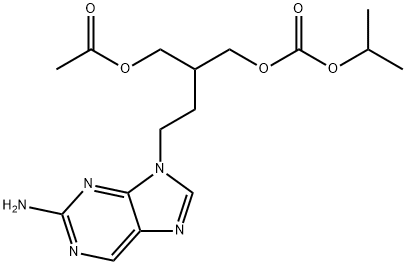 Carbonic acid, 2-[(acetyloxy)methyl]-4-(2-amino-9H-purin-9-yl)butyl 1-methylethyl ester Structure
