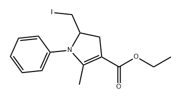 1H-Pyrrole-3-carboxylic acid, 4,5-dihydro-5-(iodomethyl)-2-methyl-1-phenyl-, ethyl ester