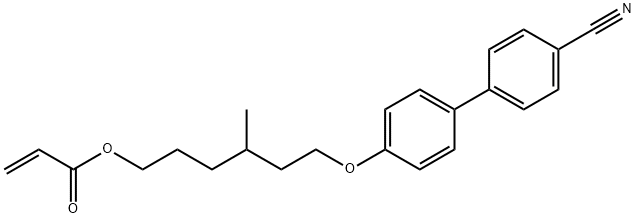 (S)-6-(4'-Cyanobiphenyl-4-yloxy)-4-methylhexyl acrylate 化学構造式