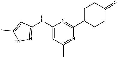 Cyclohexanone, 4-[4-methyl-6-[(5-methyl-1H-pyrazol-3-yl)amino]-2-pyrimidinyl]-,2482695-53-2,结构式