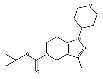 5H-Pyrazolo[4,3-c]pyridine-5-carboxylic acid, 1,4,6,7-tetrahydro-3-iodo-1-(tetrahydro-2H-pyran-4-yl)-, 1,1-dimethylethyl ester Structure