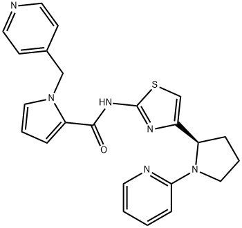 1H-Pyrrole-2-carboxamide, 1-(4-pyridinylmethyl)-N-[4-[(2R)-1-(2-pyridinyl)-2-pyrrolidinyl]-2-thiazolyl]- Struktur