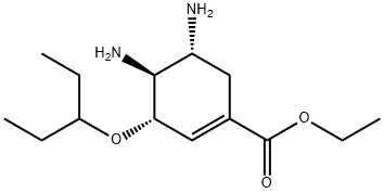 1-Cyclohexene-1-carboxylic acid, 4,5-diamino-3-(1-ethylpropoxy)-, ethyl ester, (3S,4S,5R)- Structure