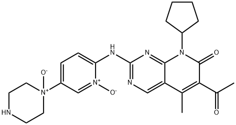 Pyrido[2,3-d]pyrimidin-7(8H)-one, 6-acetyl-8-cyclopentyl-5-methyl-2-[[1-oxido-5-(1-oxido-1-piperazinyl)-2-pyridinyl]amino]- Structure