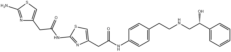 4-Thiazoleacetamide, 2-amino-N-[4-[2-[[4-[2-[[(2R)-2-hydroxy-2-phenylethyl]amino]ethyl]phenyl]amino]-2-oxoethyl]-2-thiazolyl]- Struktur