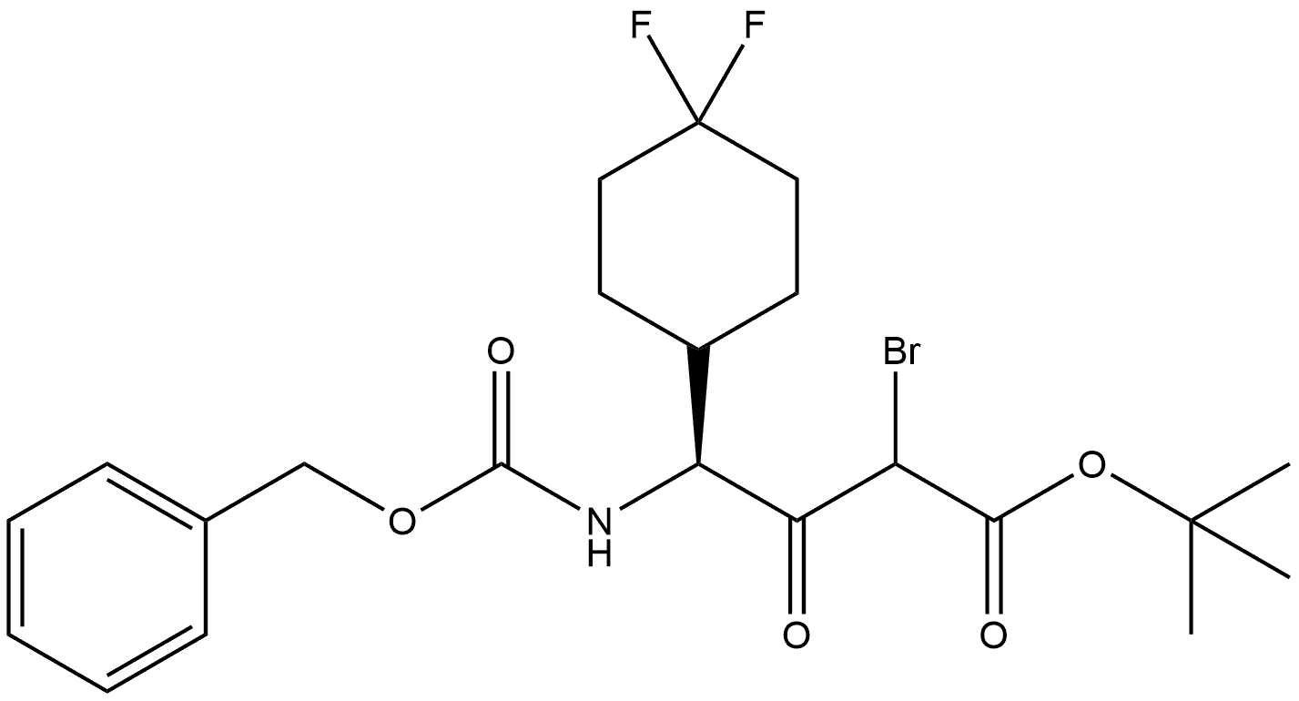 1,1-Dimethylethyl (γS)-α-bromo-4,4-difluoro-β-oxo-γ-[[(phenylmethoxy)carbonyl]amino]cyclohexanebutanoate Structure