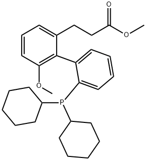 methyl (S)-3-(2'-(dicyclohexylphosphanyl)-6-methoxy-[1,1'-biphenyl]-2-yl)propanoate 结构式