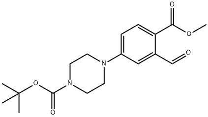 1-Piperazinecarboxylic acid, 4-[3-formyl-4-(methoxycarbonyl)phenyl]-, 1,1-dimethylethyl ester Struktur
