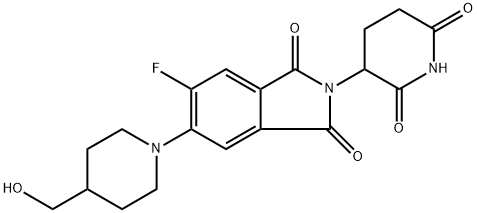 2-(2,6-dioxopiperidin-3-yl)-5-fluoro-6-(4-(hydroxymethyl)piperidin-1-yl)isoindoline-1,3-dione 结构式