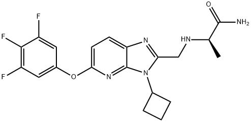 (R)-2-[[[3-环丁基-5-(3,4,5-三氟苯氧基)-3H-咪唑并[4,5-B]吡啶-2-基]甲基]氨基]丙酰胺, 2512197-69-0, 结构式