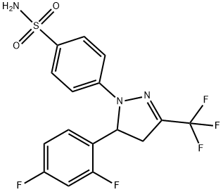 Benzenesulfonamide, 4-[5-(2,4-difluorophenyl)-4,5-dihydro-3-(trifluoromethyl)-1H-pyrazol-1-yl]- Struktur