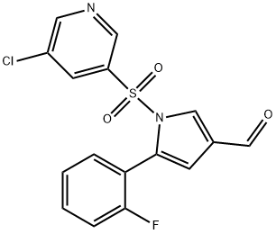 1H-Pyrrole-3-carboxaldehyde, 1-[(5-chloro-3-pyridinyl)sulfonyl]-5-(2-fluorophenyl)- Structure