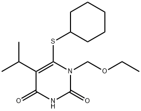 2,4(1H,3H)-Pyrimidinedione, 6-(cyclohexylthio)-1-(ethoxymethyl)-5-(1-methylethyl)- Structure