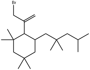 Cyclohexane, 2-[1-(bromomethyl)ethenyl]-1,1,5,5-tetramethyl-3-(2,2,4-trimethylpentyl)- Structure
