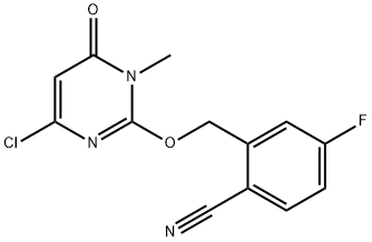 Benzonitrile, 2-[[(4-chloro-1,6-dihydro-1-methyl-6-oxo-2-pyrimidinyl)oxy]methyl]-4-fluoro- Struktur