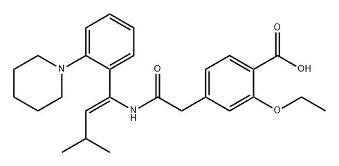 Benzoic acid, 2-ethoxy-4-[2-[[(1Z)-3-methyl-1-[2-(1-piperidinyl)phenyl]-1-buten-1-yl]amino]-2-oxoethyl]- Structure