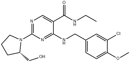 5-Pyrimidinecarboxamide, 4-[[(3-chloro-4-methoxyphenyl)methyl]amino]-N-ethyl-2-[(2S)-2-(hydroxymethyl)-1-pyrrolidinyl]-|(S) -4-((3-氯-4-甲氧基苄基)氨基)-N-乙基-2-(2-(羟甲基)吡咯烷-1-基)嘧啶-5-甲酰胺