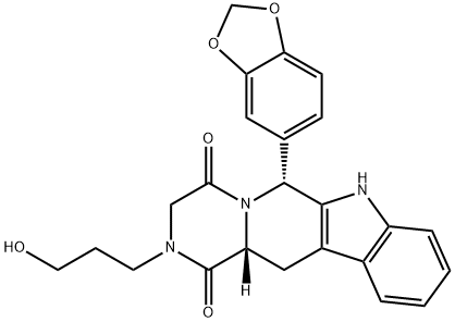 Pyrazino[1',2':1,6]pyrido[3,4-b]indole-1,4-dione, 6-(1,3-benzodioxol-5-yl)-2,3,6,7,12,12a-hexahydro-2-(3-hydroxypropyl)-, (6R,12aR)- Structure