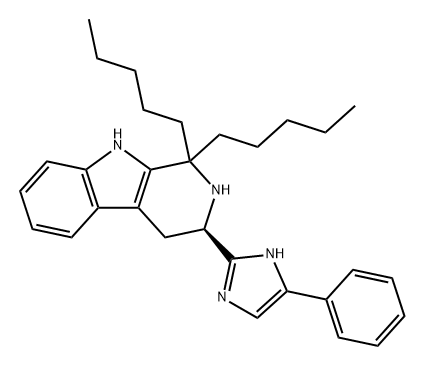 1H-Pyrido[3,4-b]indole, 2,3,4,9-tetrahydro-1,1-dipentyl-3-(5-phenyl-1H-imidazol-2-yl)-, (3R)- Struktur