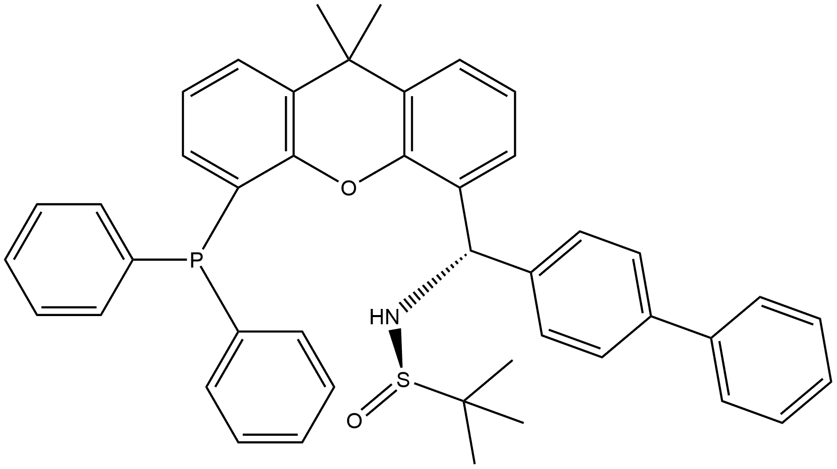 2-Propanesulfinamide, N-[(S)-[1,1'-biphenyl]-4-yl[5-(diphenylphosphino)-9,9-dimethyl-9H-xanthen-4-yl]methyl]-2-methyl-, [S(R)]- Structure
