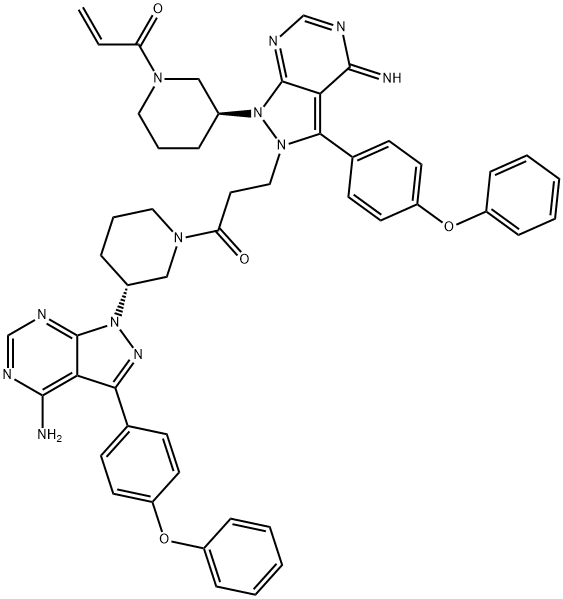 2-Propen-1-one, 1-[(3S)-3-[2-[3-[(3R)-3-[4-amino-3-(4-phenoxyphenyl)-1H-pyrazolo[3,4-d]pyrimidin-1-yl]-1-piperidinyl]-3-oxopropyl]-2,4-dihydro-4-imino-3-(4-phenoxyphenyl)-1H-pyrazolo[3,4-d]pyrimidin-1-yl]-1-piperidinyl]- Struktur