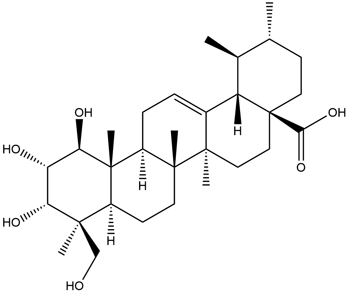 Urs-12-en-28-oic acid, 1,2,3,23-tetrahydroxy-, (1β,2α,3α,4β)- Structure
