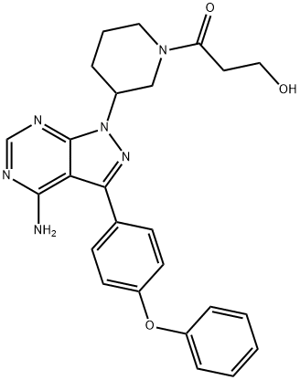 1-Propanone, 1-[3-[4-amino-3-(4-phenoxyphenyl)-1H-pyrazolo[3,4-d]pyrimidin-1-yl]-1-piperidinyl]-3-hydroxy- 化学構造式