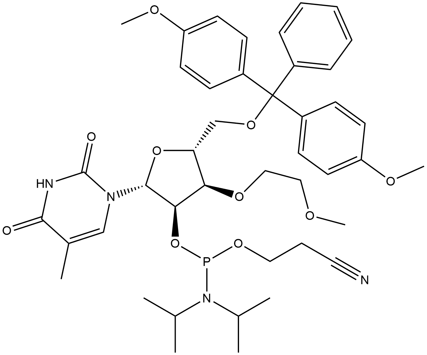 3'-O-MOE-5MeU-2'-phosphoramidite Structure