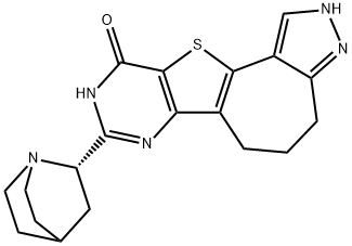 Pyrazolo[4'',3'':3',4']cyclohepta[1',2':4,5]thieno[3,2-d]pyrimidin-10(9H)-one, 8-(2S)-1-azabicyclo[2.2.2]oct-2-yl-2,4,5,6-tetrahydro-|化合物 (S)-CDC7-IN-18