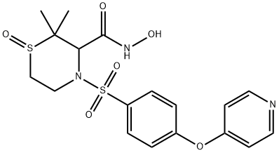 3-Thiomorpholinecarboxamide, N-hydroxy-2,2-dimethyl-4-[[4-(4-pyridinyloxy)phenyl]sulfonyl]-, 1-oxide Struktur