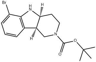 2H-Pyrido[4,3-b]indole-2-carboxylic acid, 6-bromo-1,3,4,4a,5,9b-hexahydro-, 1,1-dimethylethyl ester, (4aS,9bR)- 结构式