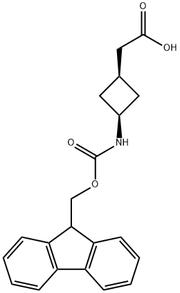 cis-3-[[(9H-Fluoren-9-ylmethoxy)carbonyl]amino]cyclobutaneacetic acid Struktur