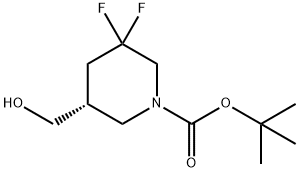 (R)-3,3-二氟-5-(羟甲基)哌啶-1-羧酸叔丁酯 结构式