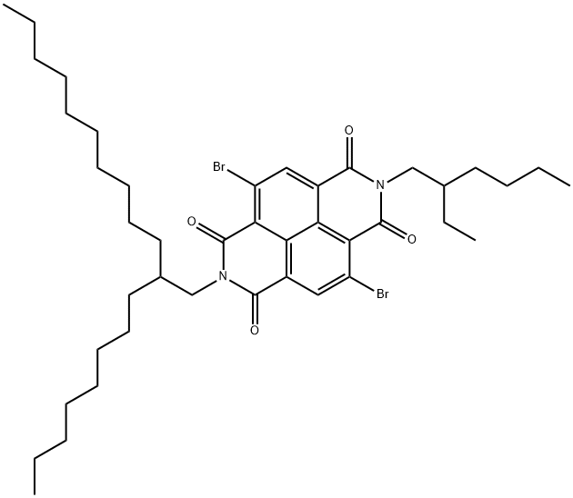 BENZO[LMN][3,8]PHENANTHROLINE-1,3,6,8(2H,7H)-TETRONE, 4,9-DIBROMO-2-(2-ETHYLHEXYL)-7-(2-OCTYLDODECYL)-, 2567647-53-2, 结构式